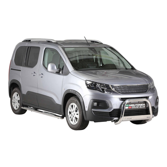 Edelstahl Seitenschweller Schwellerrohre für Peugeot Rifter 2018-2025 Mitte Grau