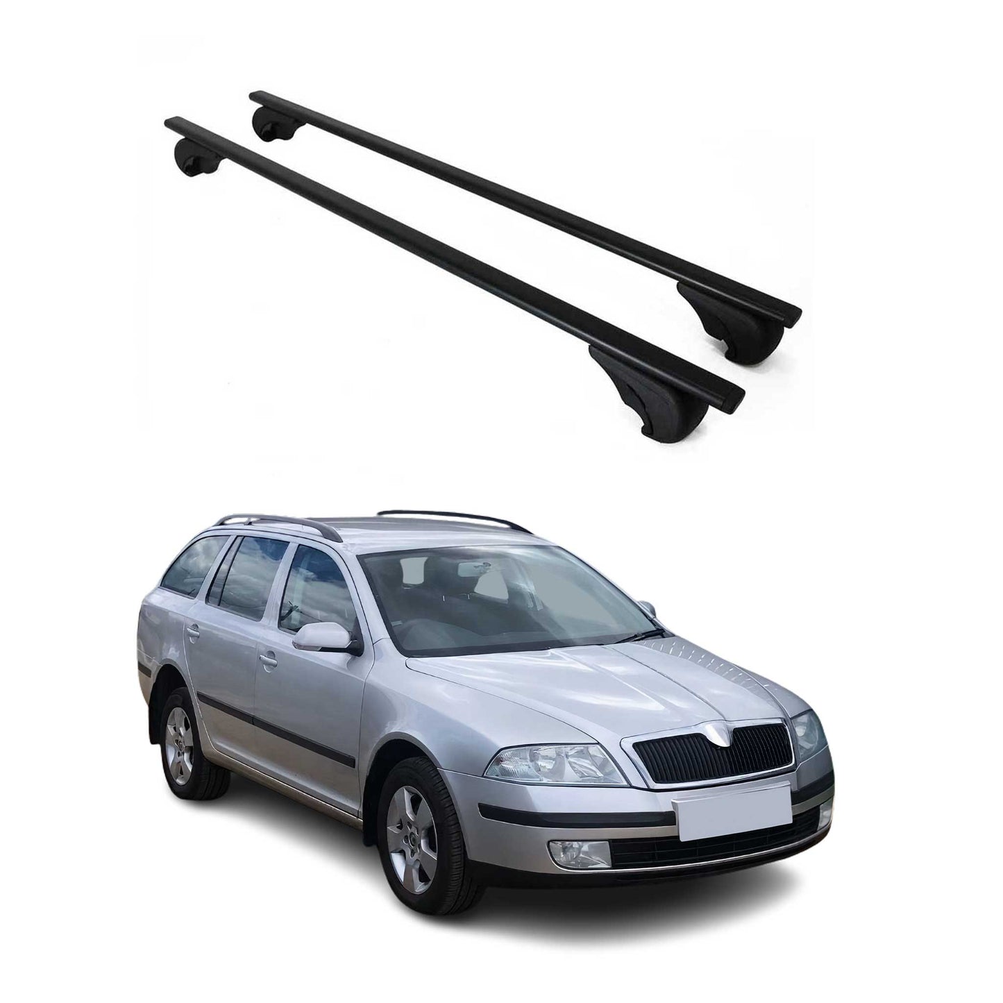 Portbagaj de plafon pentru Skoda Octavia mk2 2004-2013 75kg, negru metalic, 2 buc.