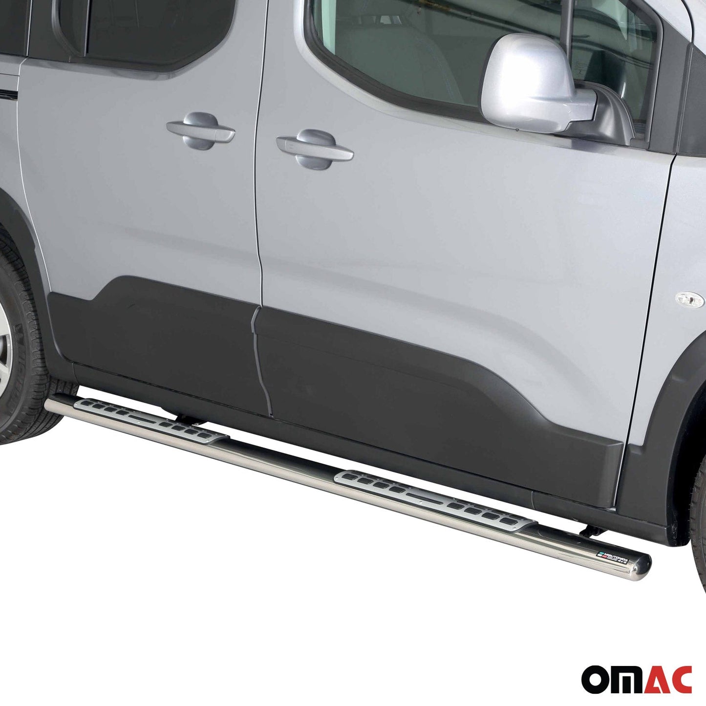 Edelstahl Seitenschweller Schwellerrohre für Peugeot Rifter 2018-2025 Mitte Grau