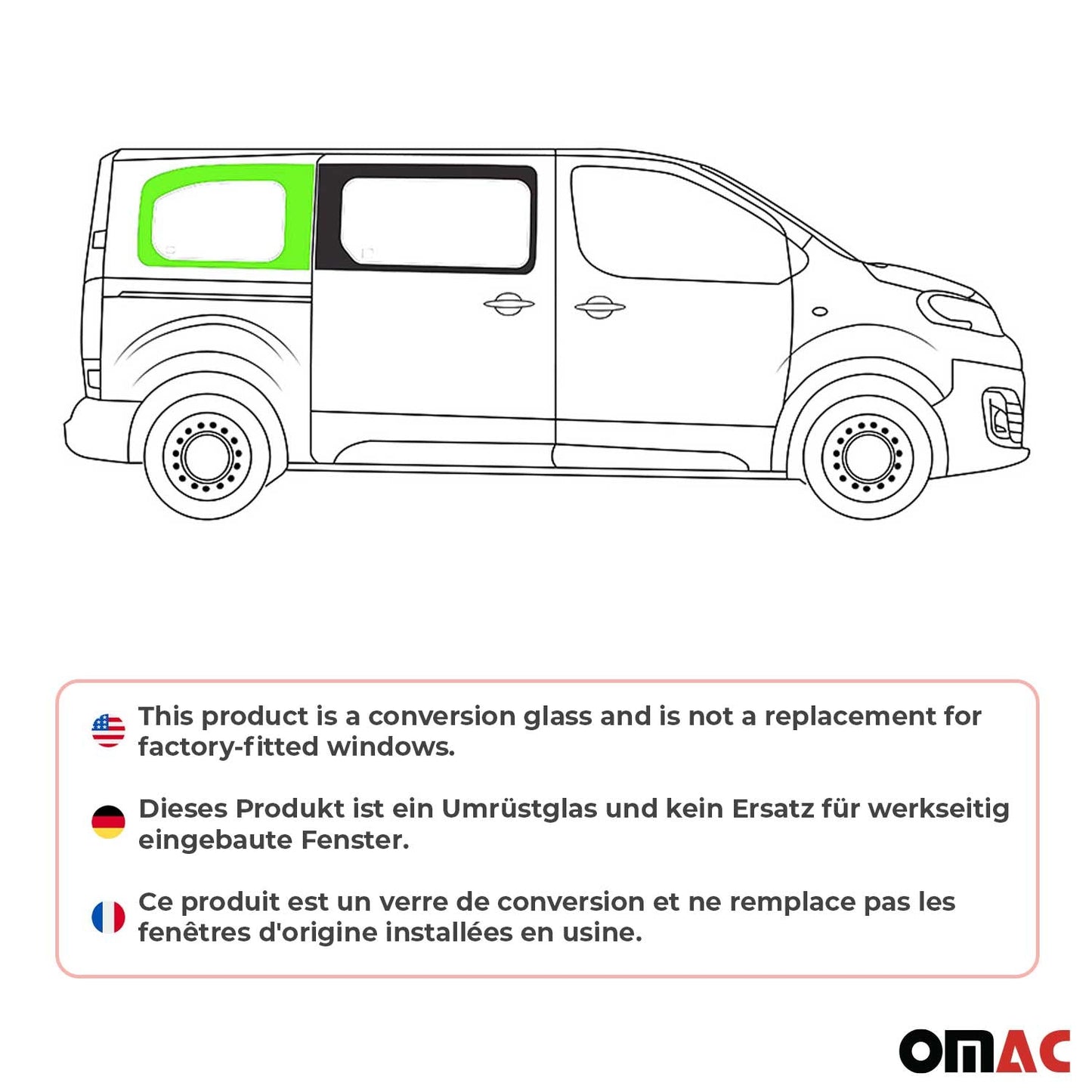 Seitenfenster Seitenscheibe Auto Fenster für Toyota Proace 2017-2024 Rechts L2