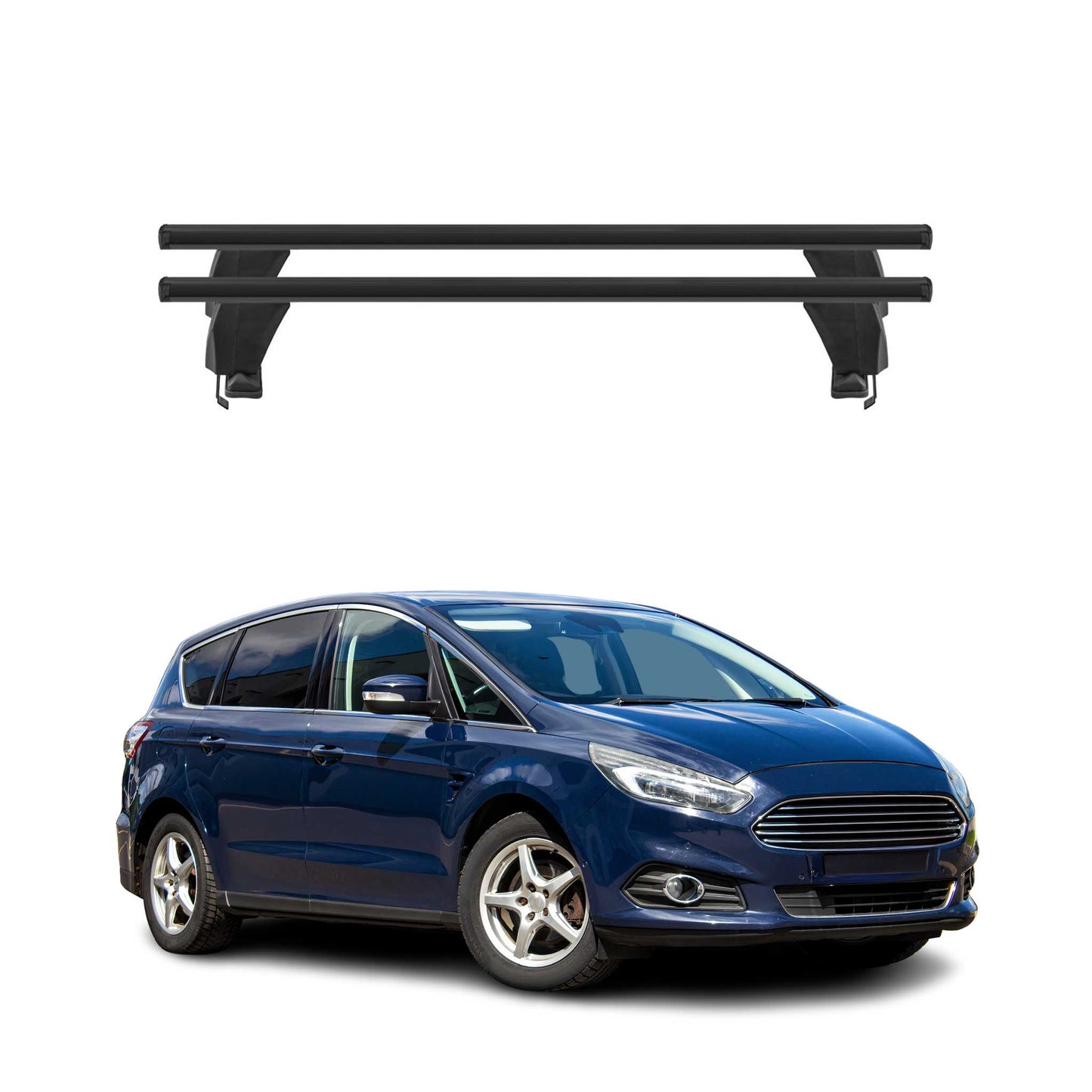 Menabo Portbagaj de plafon pentru Ford S-Max 2015-2019 50kg Aluminiu Negru 2 bucăți