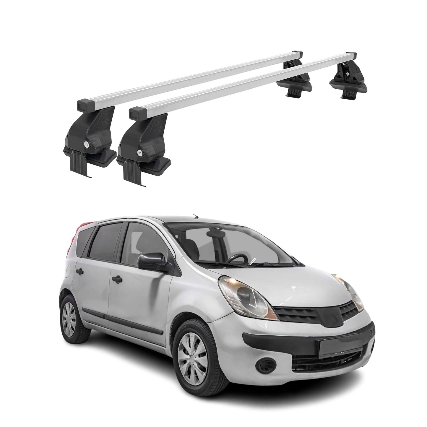 Menabo Dachträger Grundtäger für Nissan Note 2004-2012 50kg Stahl Silber 2 tlg