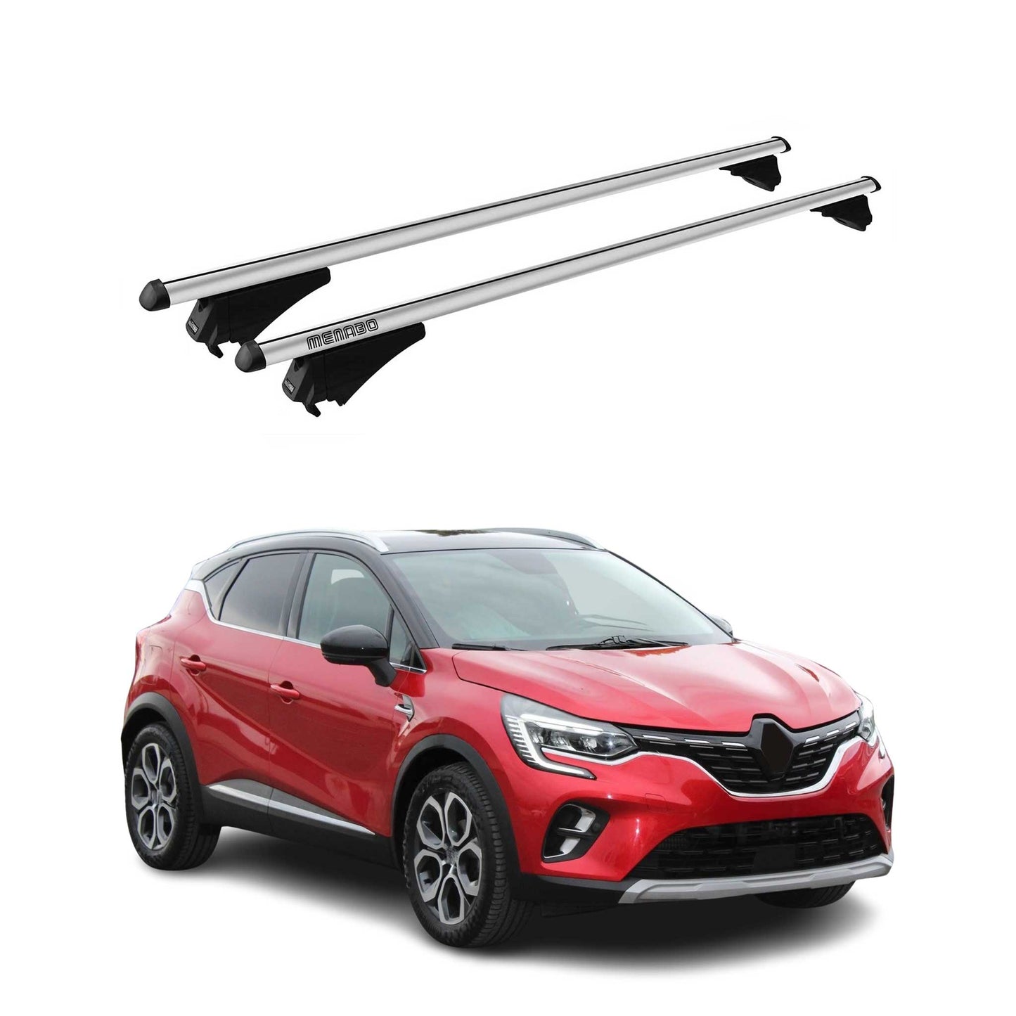 Bară de plafon pentru Renault Captur II Menabo, 2019-2025, aluminiu, argintiu, 2x