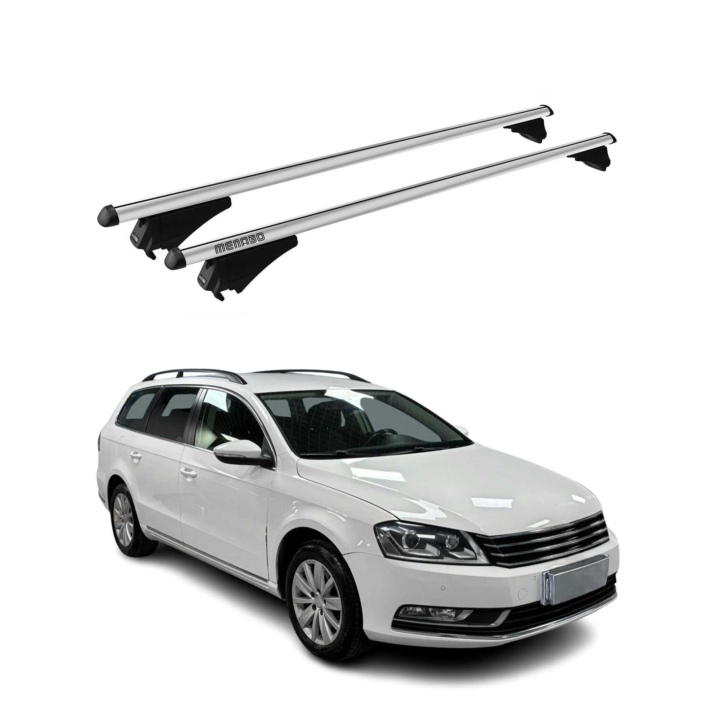 Menabo Dachträger Grundtäger für VW Passat Alltrack B7 2012-2014 75kg Alu Silber