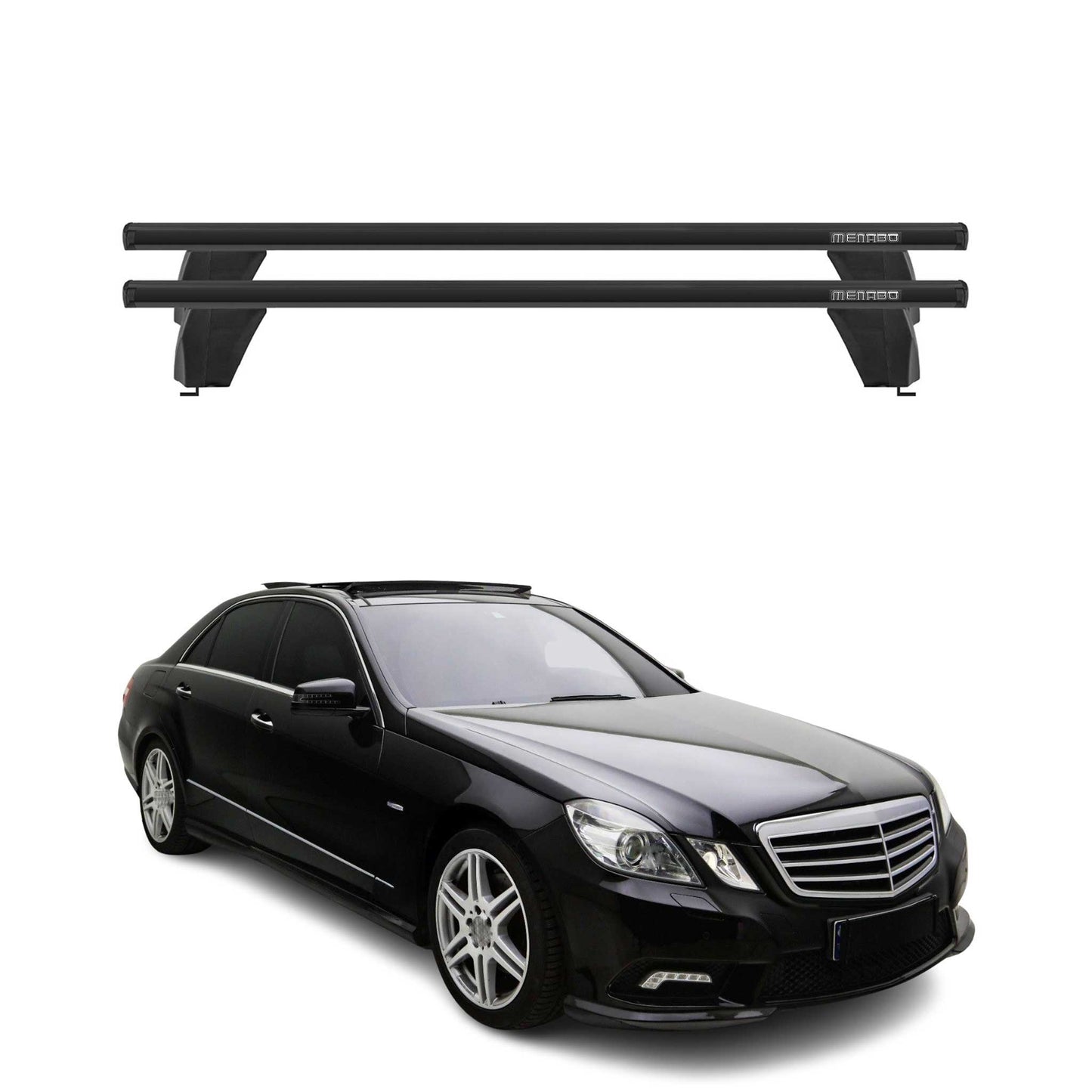 Menabo Dachträger für Mercedes E Klasse W212 Limo 2009-2013 75kg Alu Schwarz 2x