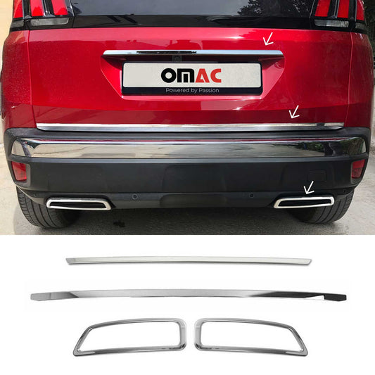 Heckklappe Kofferraumleiste Auspuffrahmen für Peugeot 3008 2016-2024 Chrom Satz