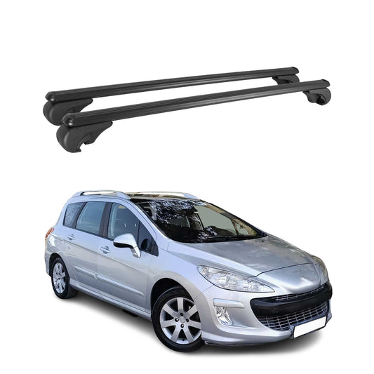 Dachträger für Peugeot 308 SW 2008-2014 Gepäckträger Grundträger Alu Schwarz 2x