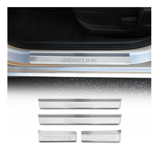 Ornamente prag uși pentru BMW Seria 3 E46 1998-2007, oțel inoxidabil, argintiu, set 4 piese