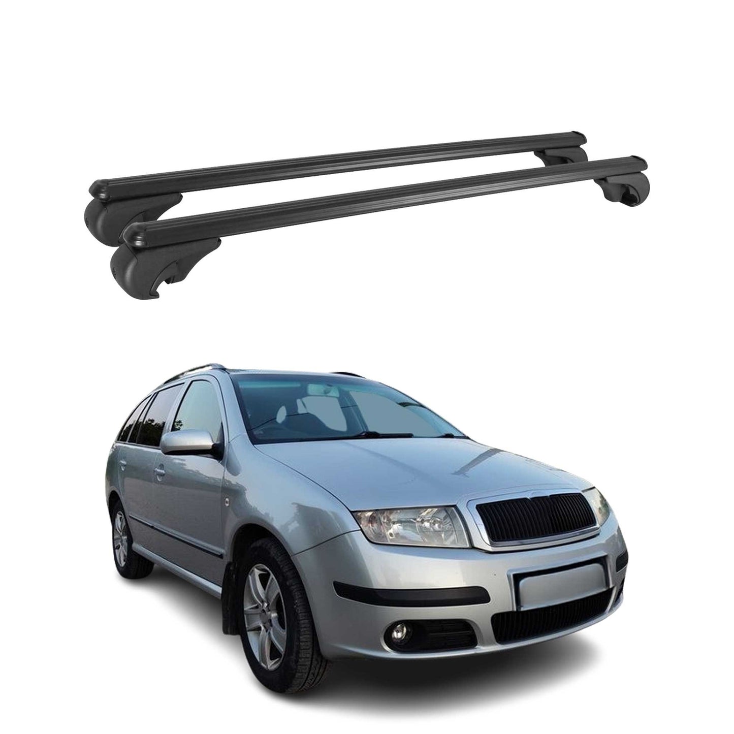 Portbagaj plafon pentru Skoda Fabia Combi 1999-2007, bază portbagaj aluminiu negru