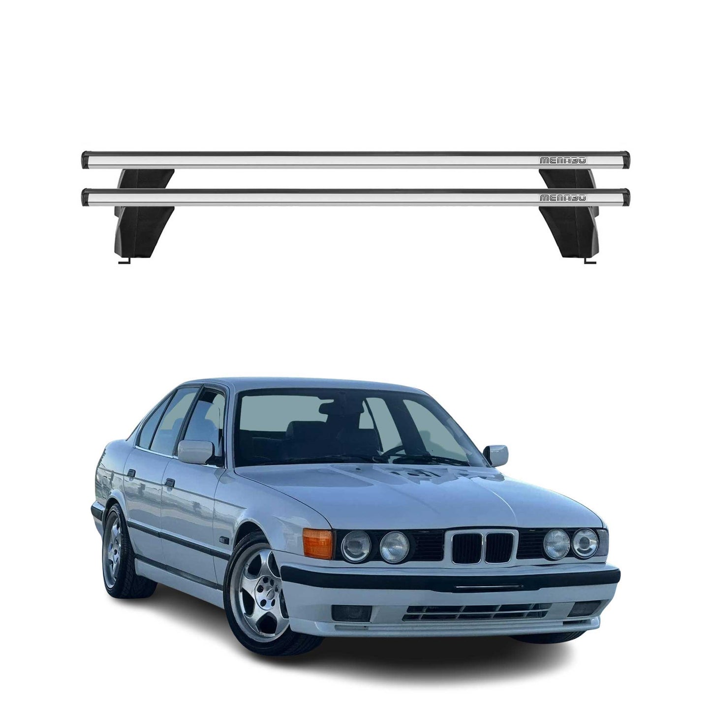 Menabo Dachträger Grundtäger für BMW 5er E39 Limo 1995-2003 75kg Alu Silber 2x