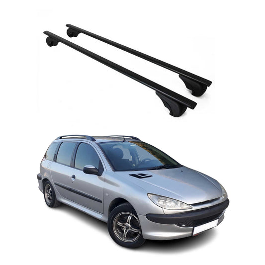 Portbagaj de plafon pentru Peugeot 206 Estate 2001-2009 75kg, negru metalic, 2 buc.