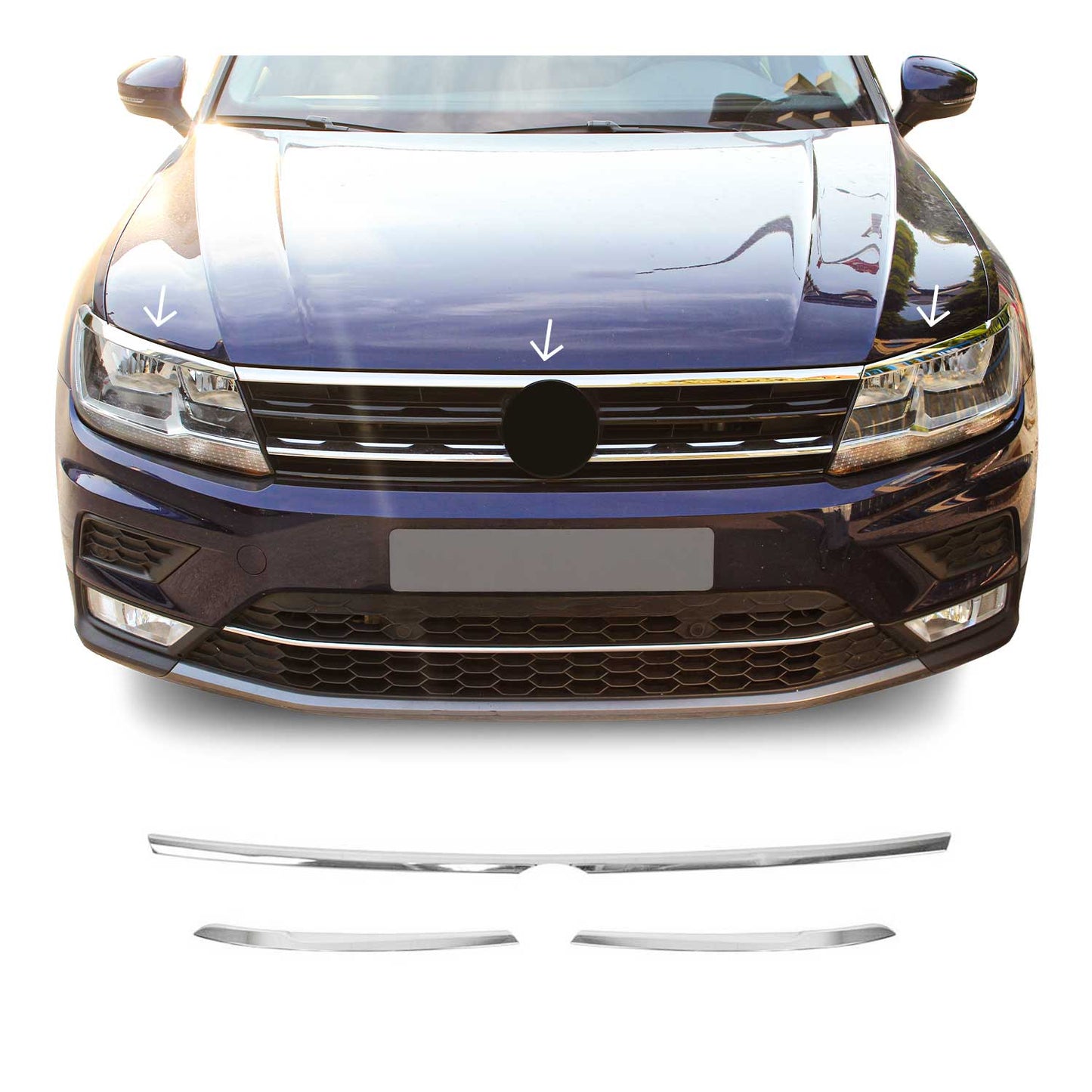 Scheinwerfer Leisten Motorhaubenleiste für VW Tiguan / Allspace 2016-2020 Chrom