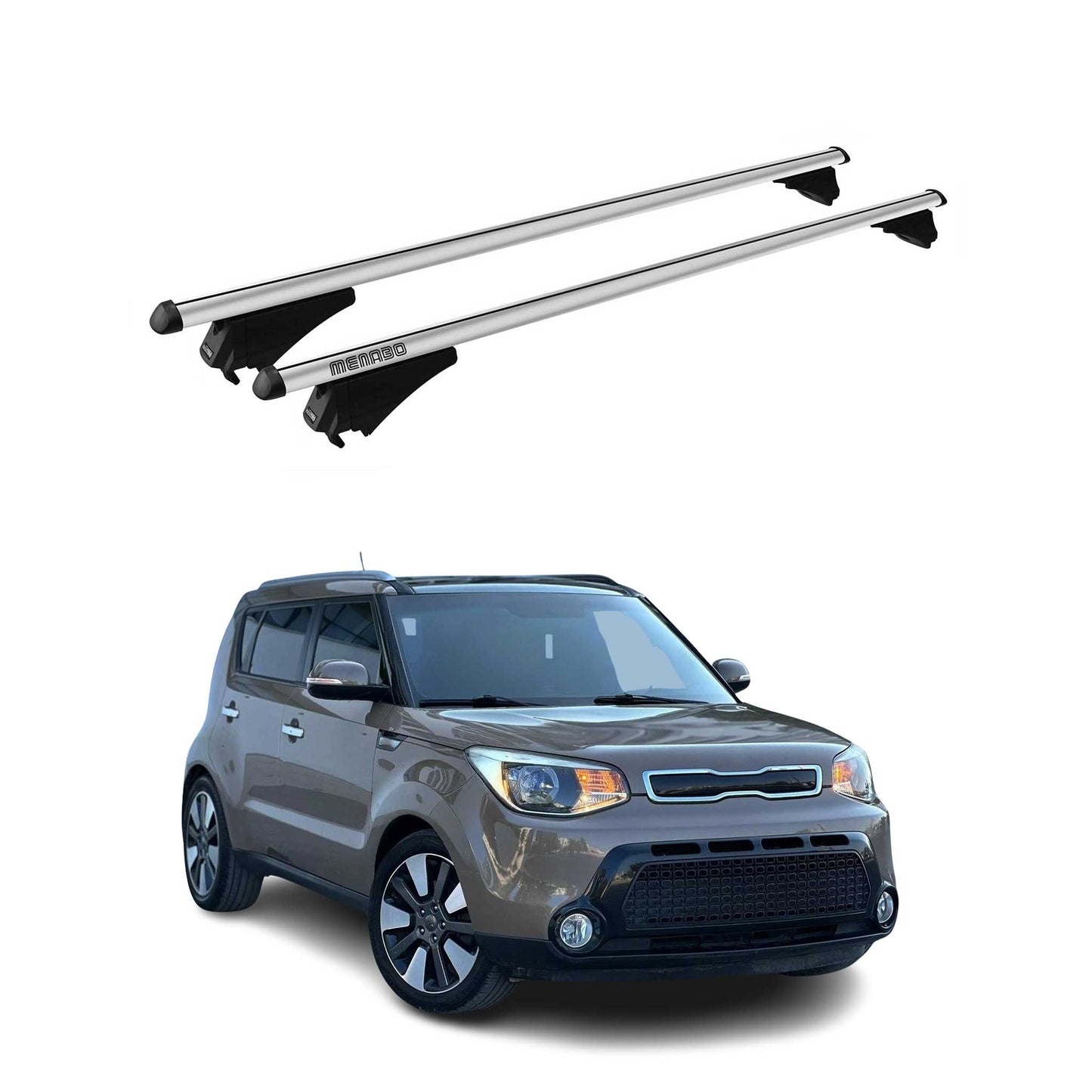 Menabo Dachträger Grundtäger für Kia Soul 2014-2019 75kg Aluminium Silber 2 tlg