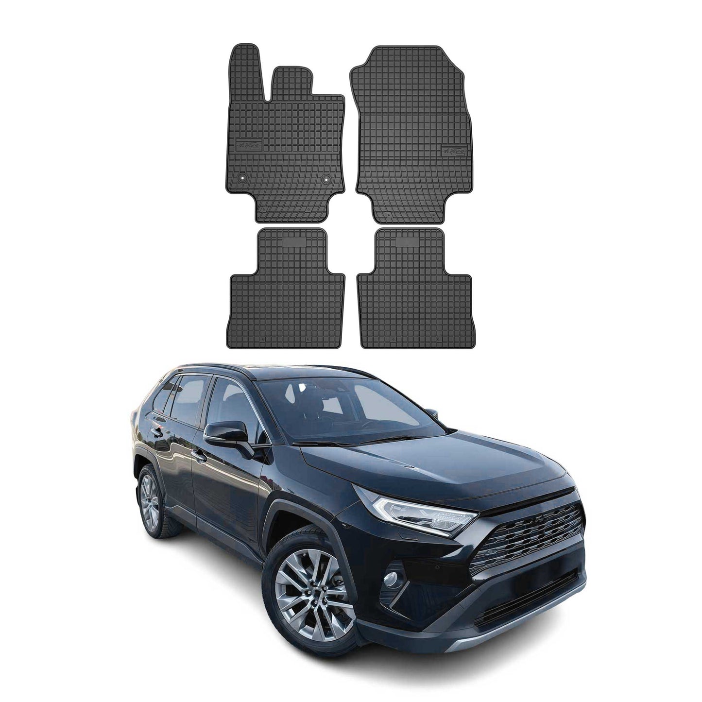 Covorașe cauciucate negre pentru Toyota RAV4 2019-2025, set de 4 piese