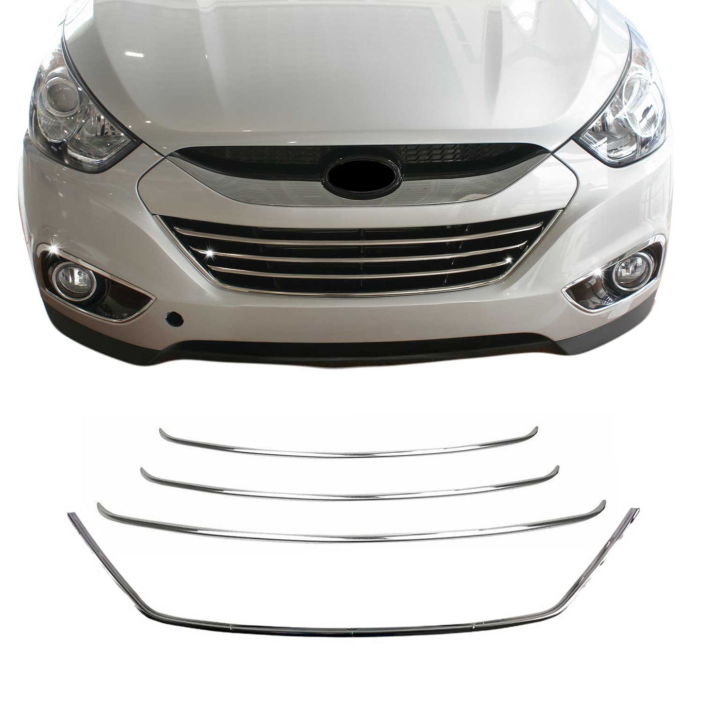 Benzi decorative grilă auto pentru Hyundai ix35 2010-2015, oțel inoxidabil, argintiu, 4x