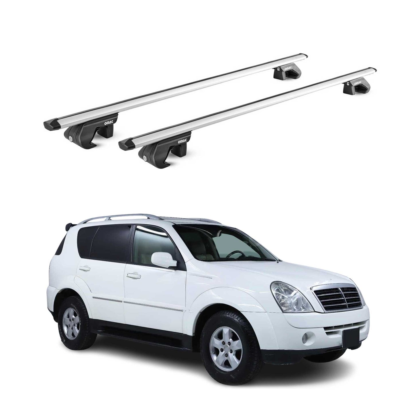 Portbagaj de plafon pentru Ssangyong Rexton II III 2006-2017 90kg gri aluminiu 2x ABE