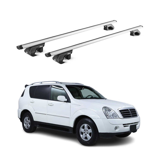 Portbagaj de plafon pentru Ssangyong Rexton II III 2006-2017 90kg gri aluminiu 2x ABE