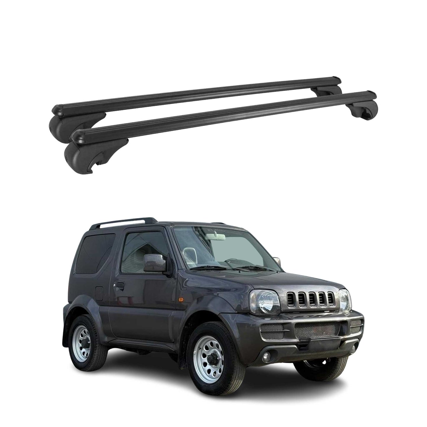 Portbagaj de plafon pentru Suzuki Jimny mk3 1998-2018 75kg aluminiu negru 2 buc