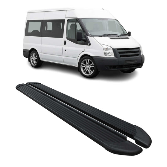 Seitenschweller Trittbretter Schweller für Ford Transit 2006-2014 L2 Alu Schwarz