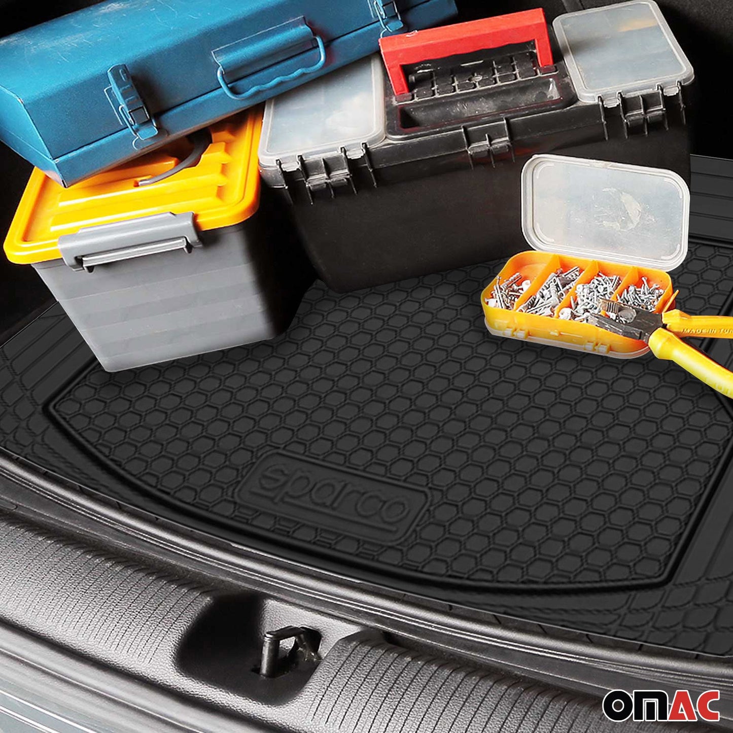 SPARCO Kofferraumwanne Laderaumwanne Universal Trimmbare Kofferraummatte Gummi