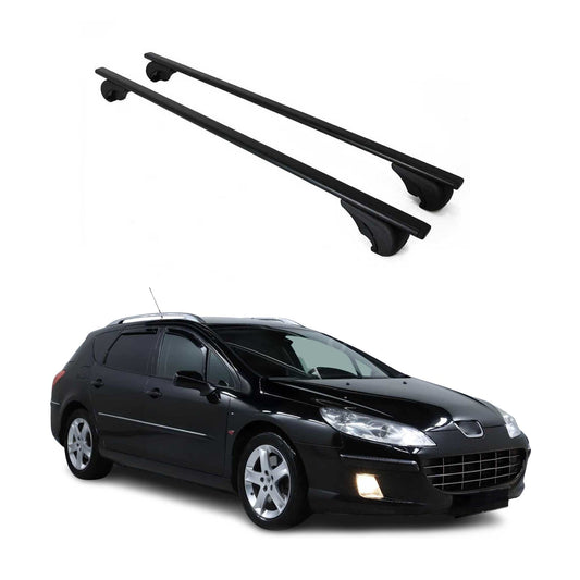 Dachträger Grundtäger für Peugeot 407 Kombi 2004-2011 75kg Metall Schwarz 2 tlg