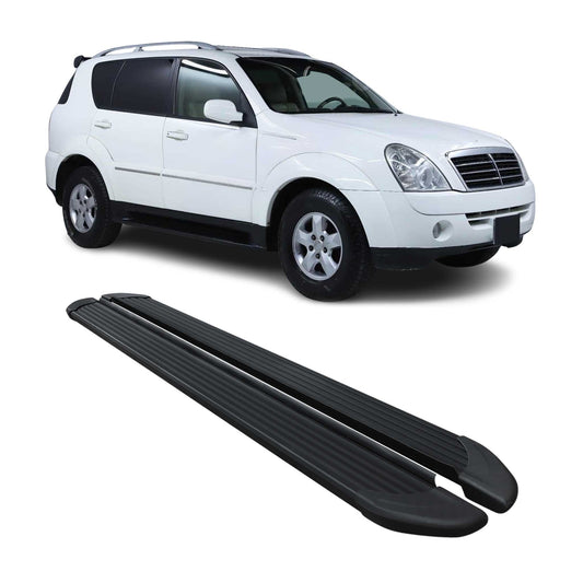 Seitenschweller Trittbretter Schweller für Ssangyong Rexton 2005-12 Alu Schwarz