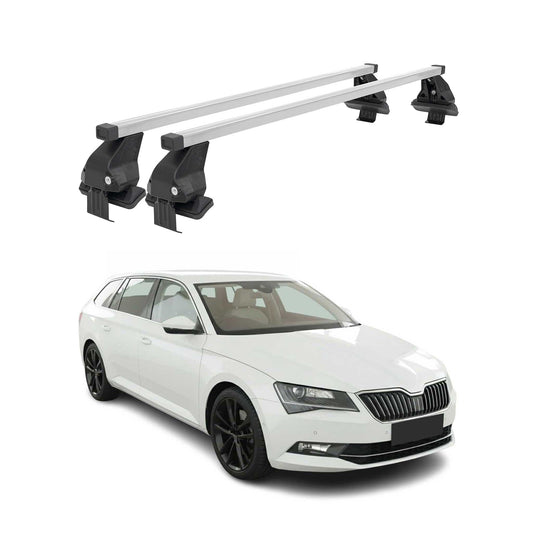 Menabo Dachträger für Skoda Superb mk3 Kombi 2015-2019 Pre-FL 50kg Stahl Grau 2x