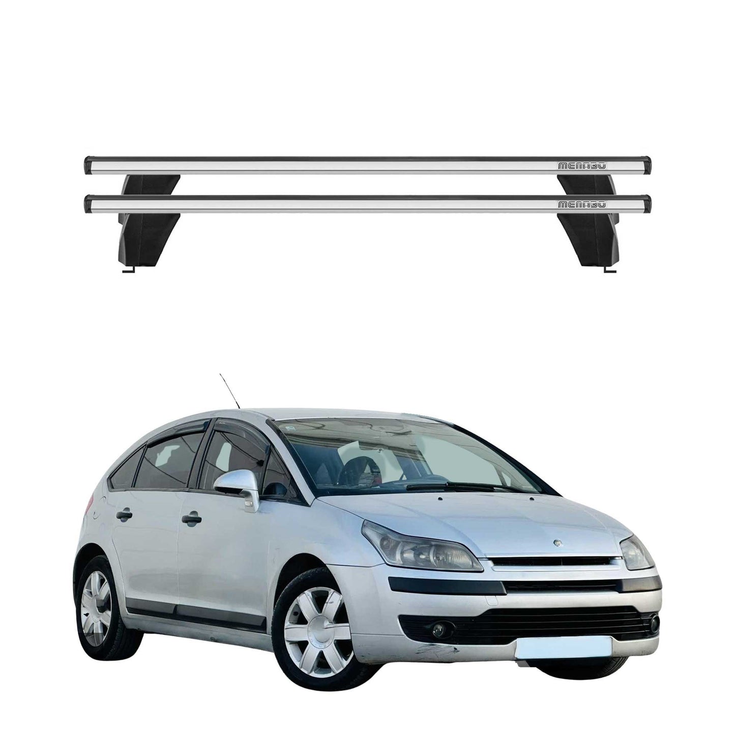 Menabo Dachträger Grundtäger für Citroen C4 2004-2010 75kg Alu Silber 2 tlg