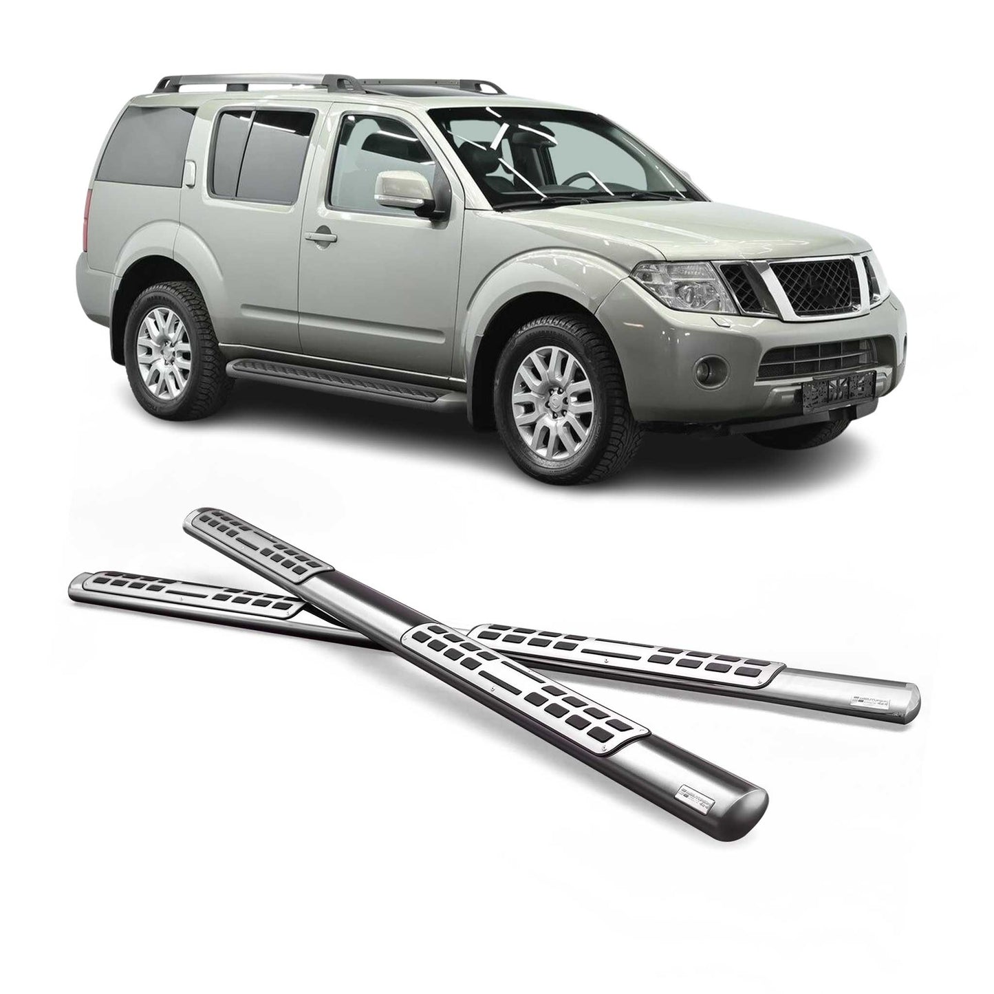 Edelstahl Seitenschweller Schwellerrohre für Nissan Pathfinder 2005-2011 Silber