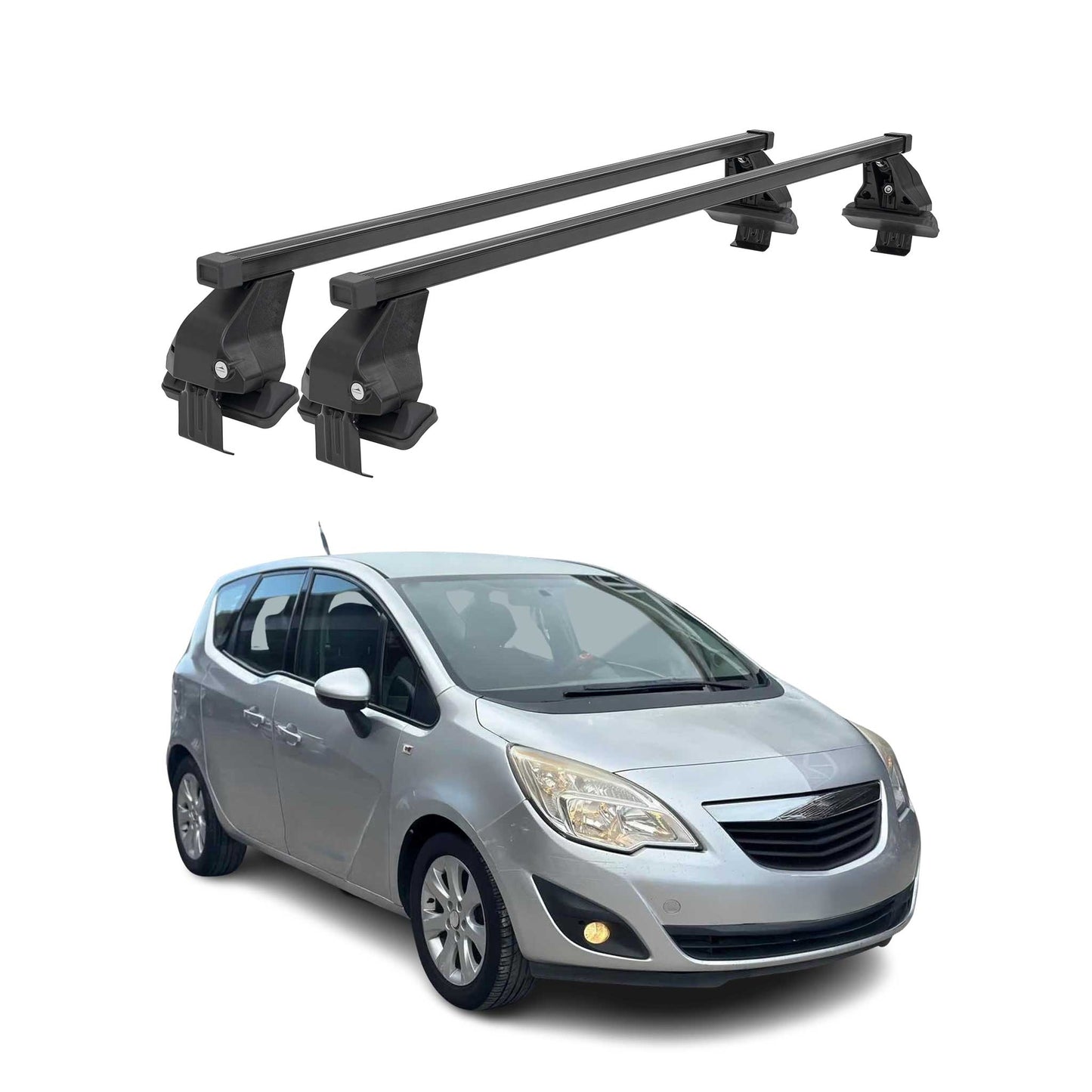 Menabo Dachträger Grundtäger für Opel Meriva 2010-2017 50kg Stahl Schwarz 2 tlg