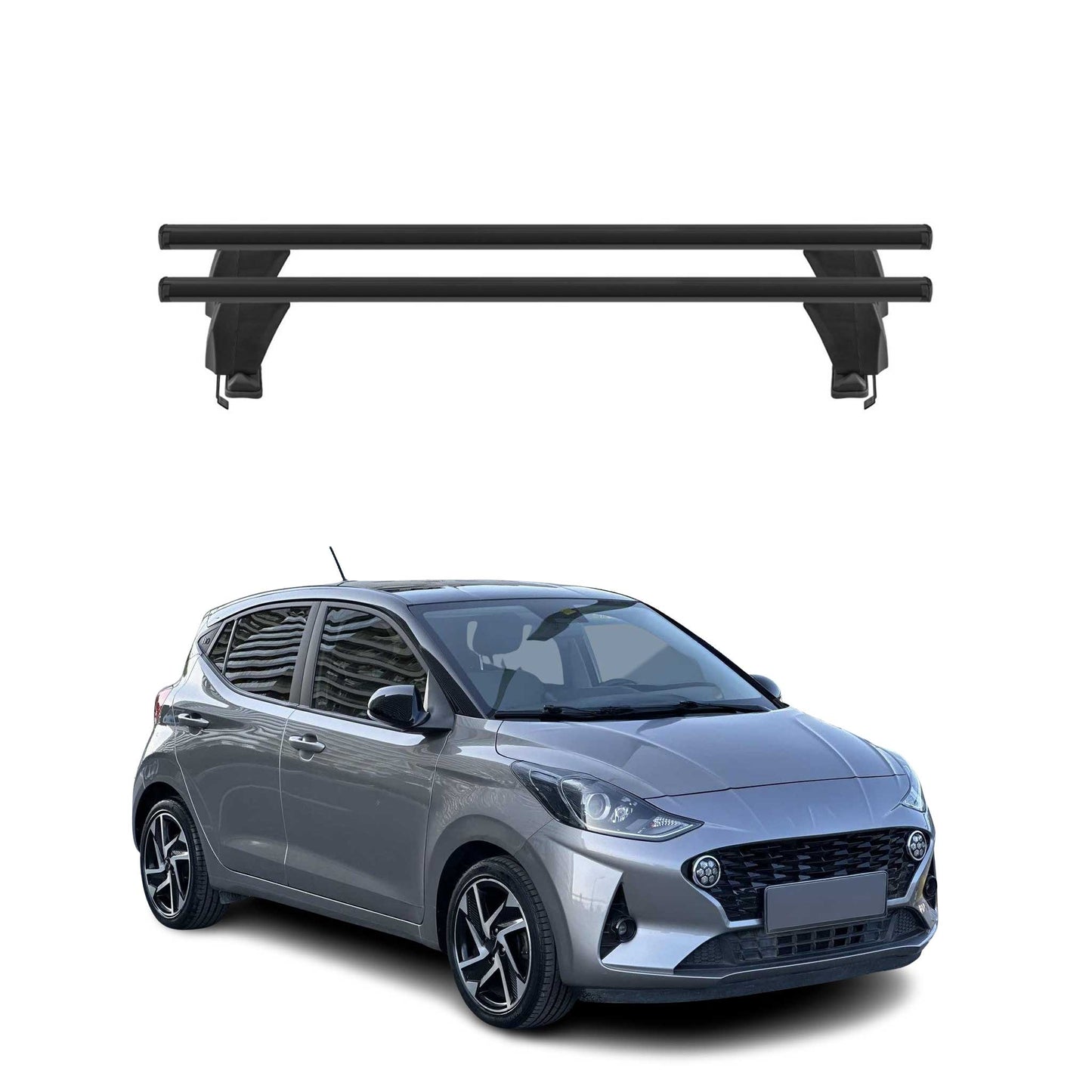 Menabo Dachträger Grundtäger für Hyundai i10 2019-2025 50kg Alu Schwarz 2 tlg