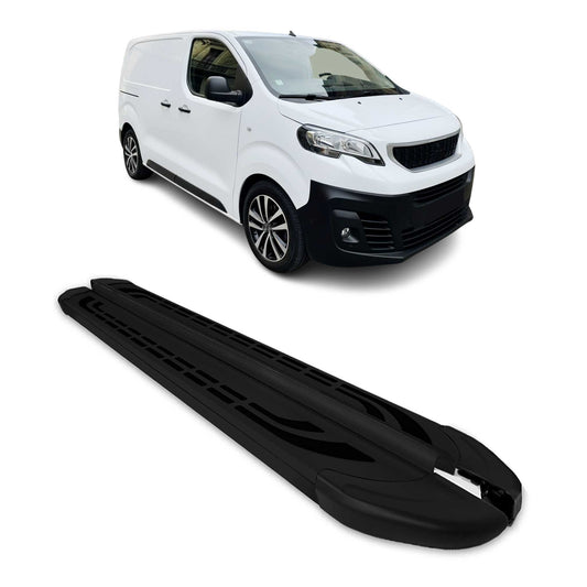 Trittbretter Seiten für Peugeot Expert Traveller 2017-2025 Kurzer Alu Schwarz