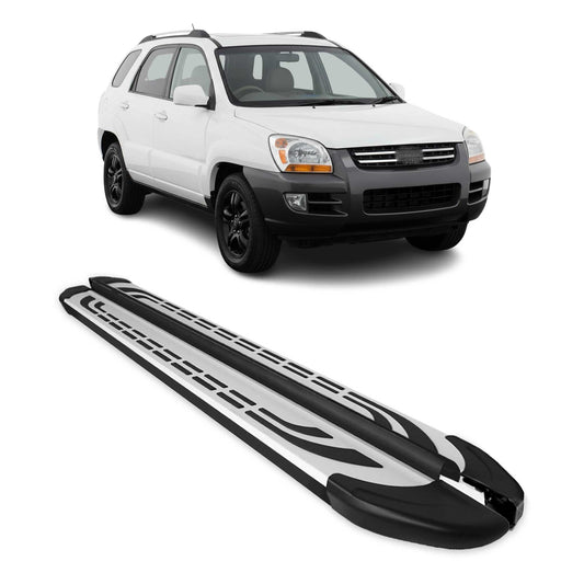 Trittbretter Seitenschweller Seitenbretter für Kia Sportage 2004-10 Alu Schwarz