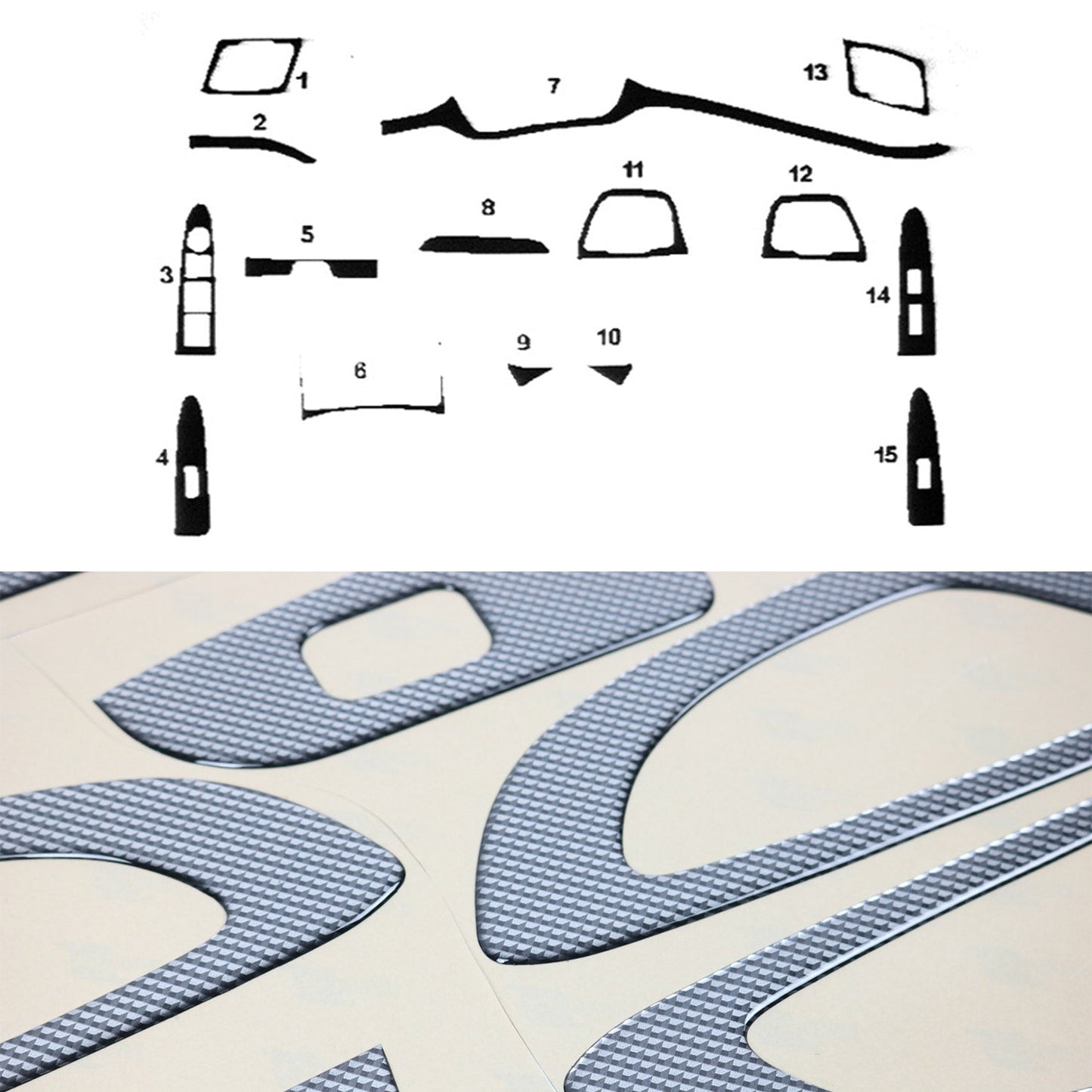 Innenraum Dekor Cockpit für Kia Sportage 2010-2015 Carbon Optik 15tlg