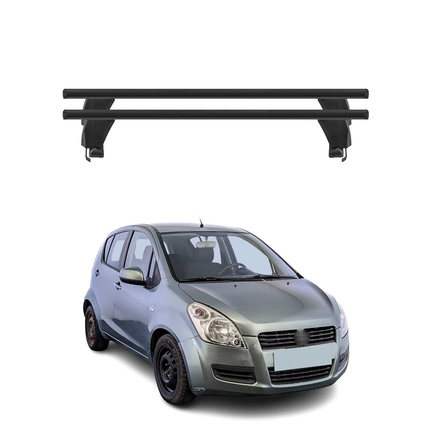 Menabo Dachträger Grundtäger für Suzuki Splash 2008-2014 50kg Alu Schwarz 2 tlg