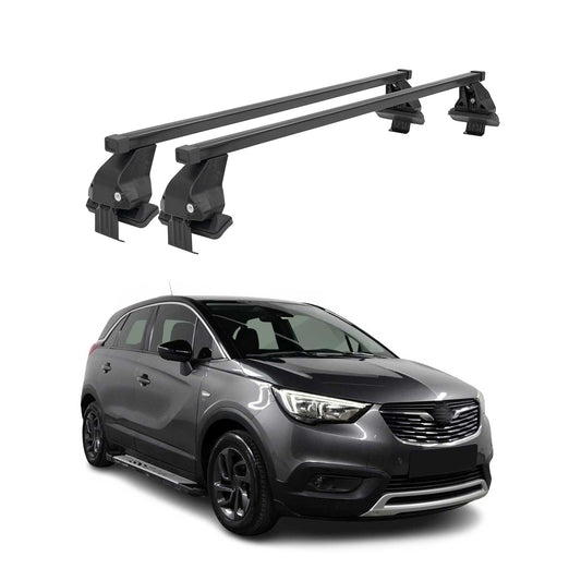 Menabo Dachträger Grundtäger für Opel Crossland X 2017-2020 50kg Alu Schwarz 2x