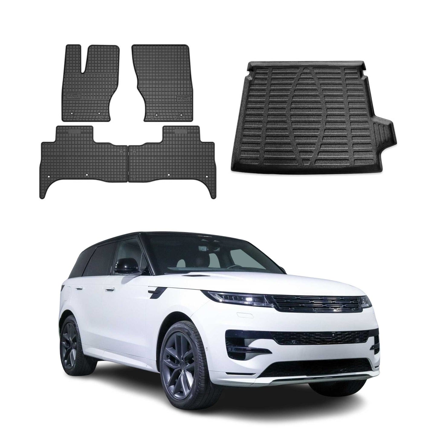 Set covorașe și portbagaj pentru Range Rover Sport L494 2017-2025, cauciuc, 5x