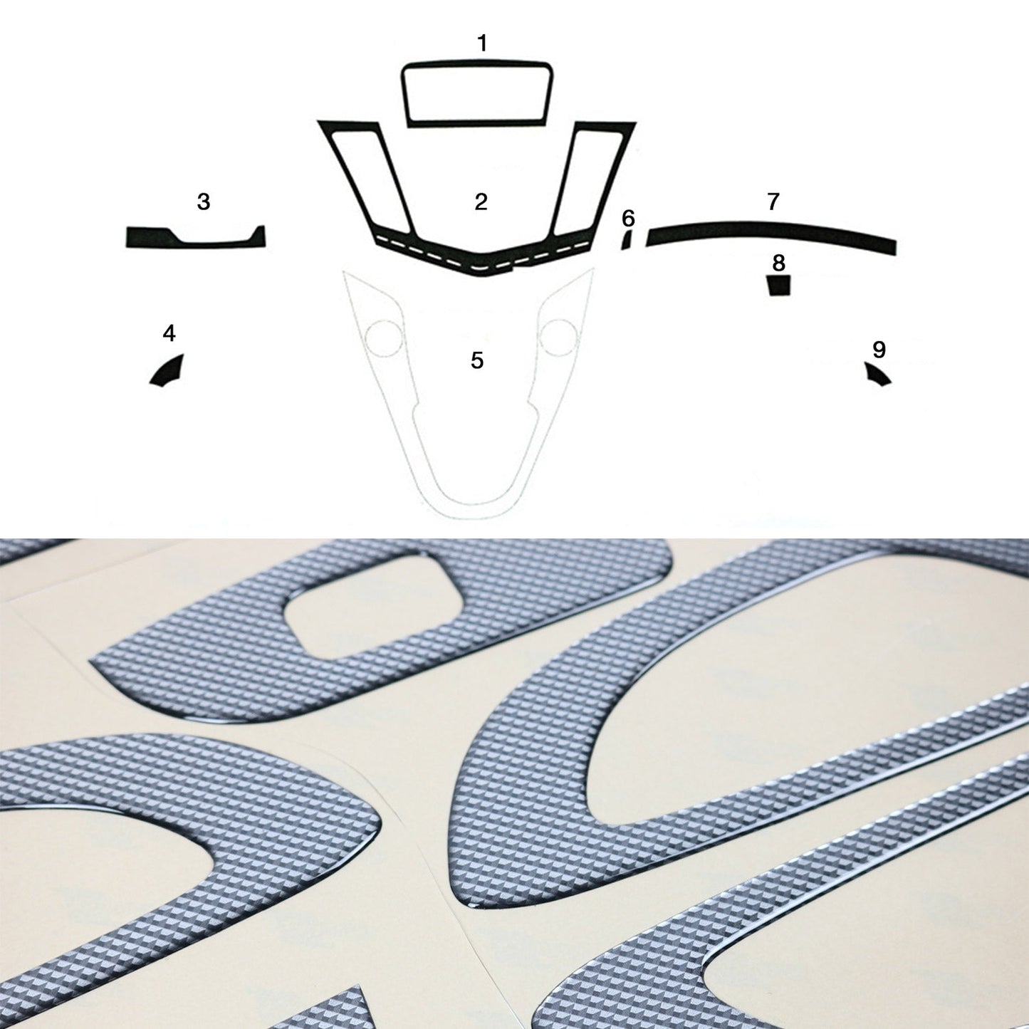 Innenraum Dekor Cockpit für Chevrolet Cruze 2008-2016 Carbon Optik 9tlg