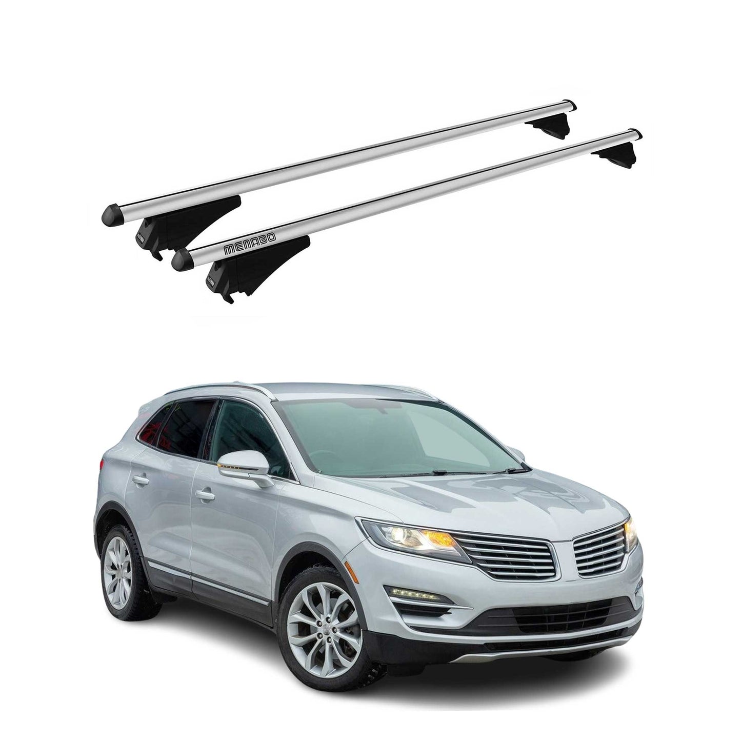 Menabo Dachträger Grundtäger für Lincoln MKC 2015-2019 75kg Alu Silber 2 tlg