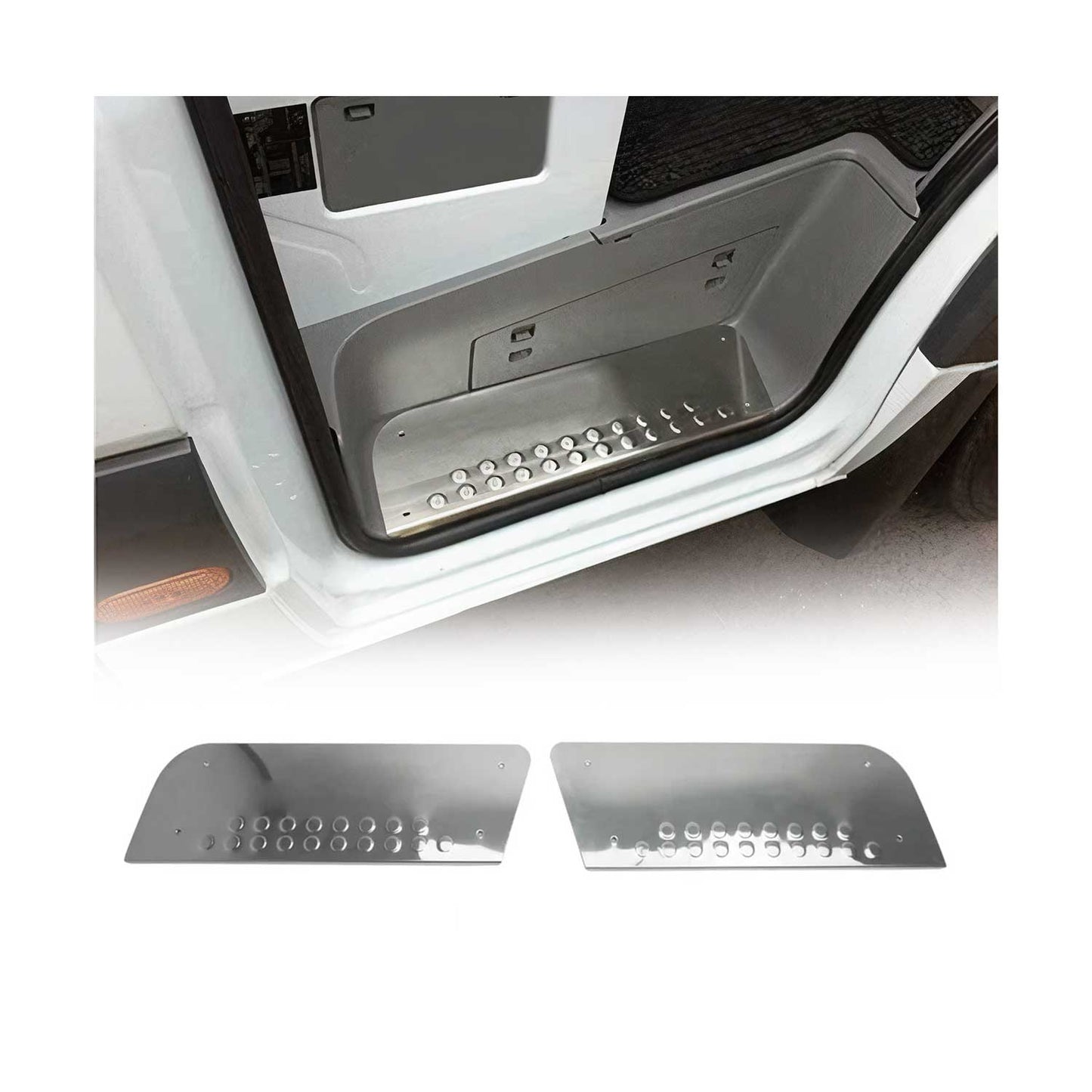 Ornamente cromate prag ușă pentru VW Crafter 2006-2017, argintii, set 2 piese