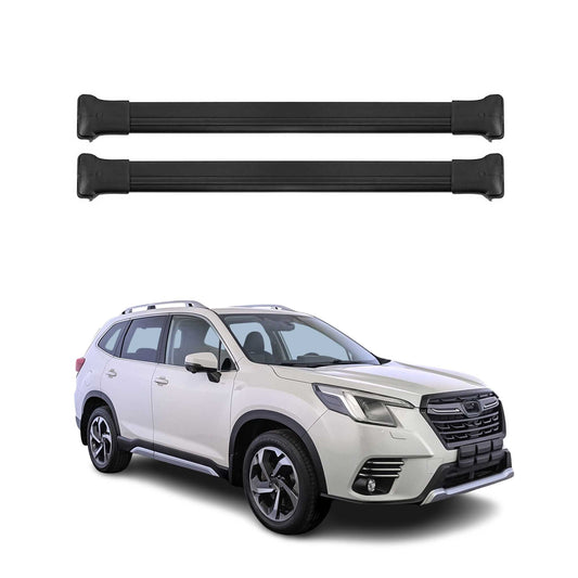 Portbagaj de plafon pentru Subaru Forester mk5 2018-2025 75kg aluminiu negru 2 piese