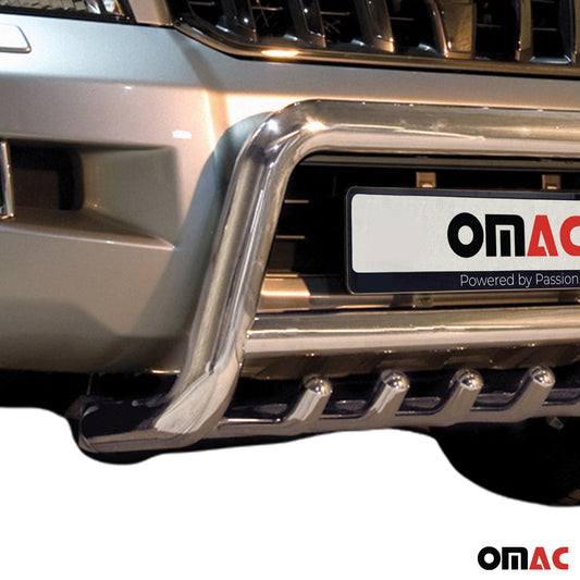Bară de protecție/buton față pentru Toyota Land Cruiser 120 2003-09, omologată ABE, oțel, argintiu