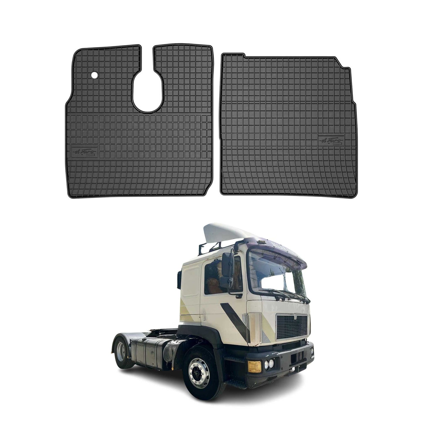 OMAC Gummi Fußmatten für MAN 8-153 L2000 1994-2005 Automatten Gummi Schwarz 2tlg