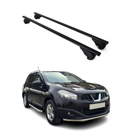 Portbagaj de plafon pentru Nissan Qashqai +2 J10 2006-2014 75kg, negru metalic, 2x