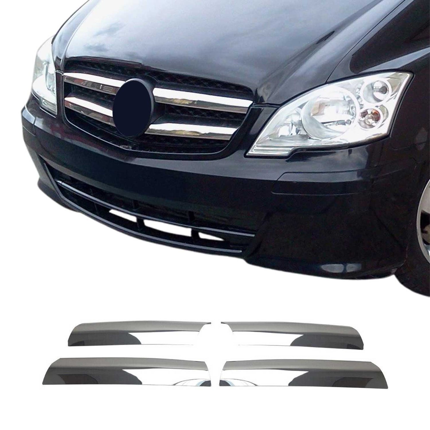 Benzi decorative grilă auto pentru Mercedes Vito W639 2010-2014, oțel inoxidabil, 4x