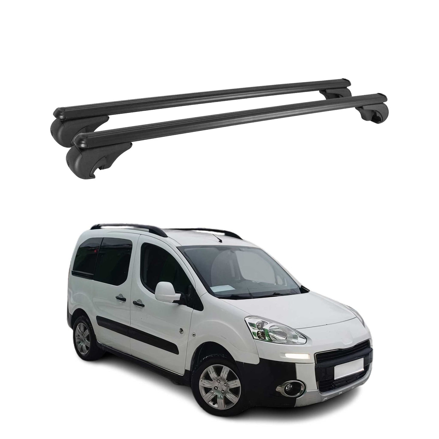 Dachträger für Peugeot Partner Tepee 2008-2012 Gepäckträger Aluminium Schwarz 2x