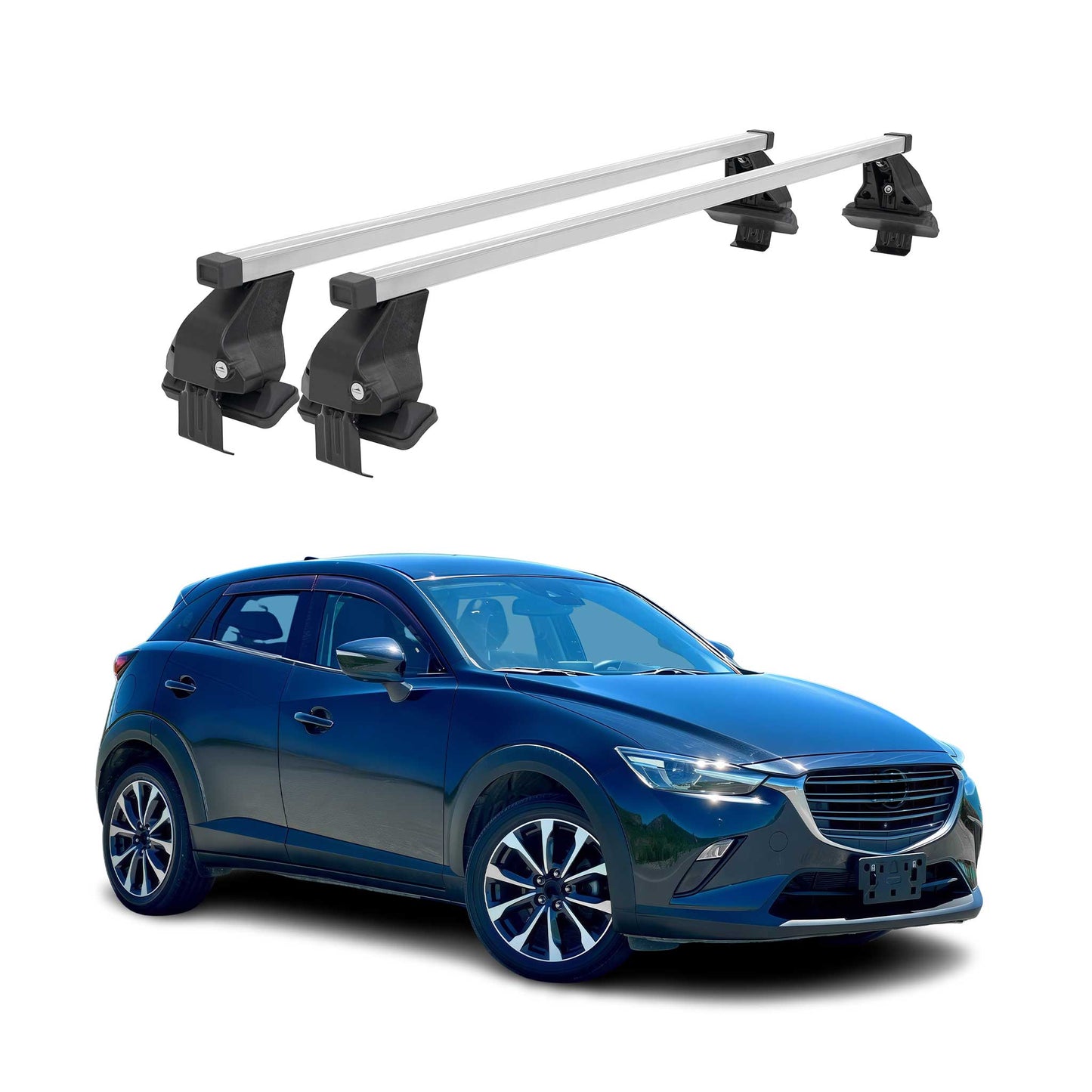 Menabo Dachträger Grundtäger für Mazda CX-3 2015-2025 50kg Stahl Silber 2 tlg