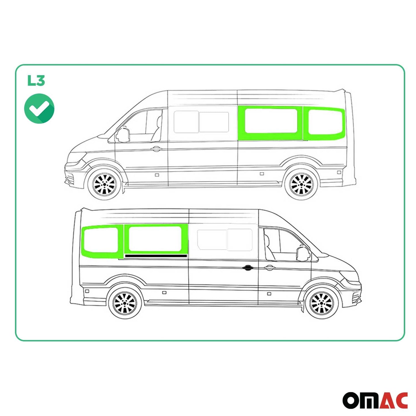 Seitenfenster Autoglas für VW Crafter 2018-2025 Links Rechts 4x SET L3 Langer