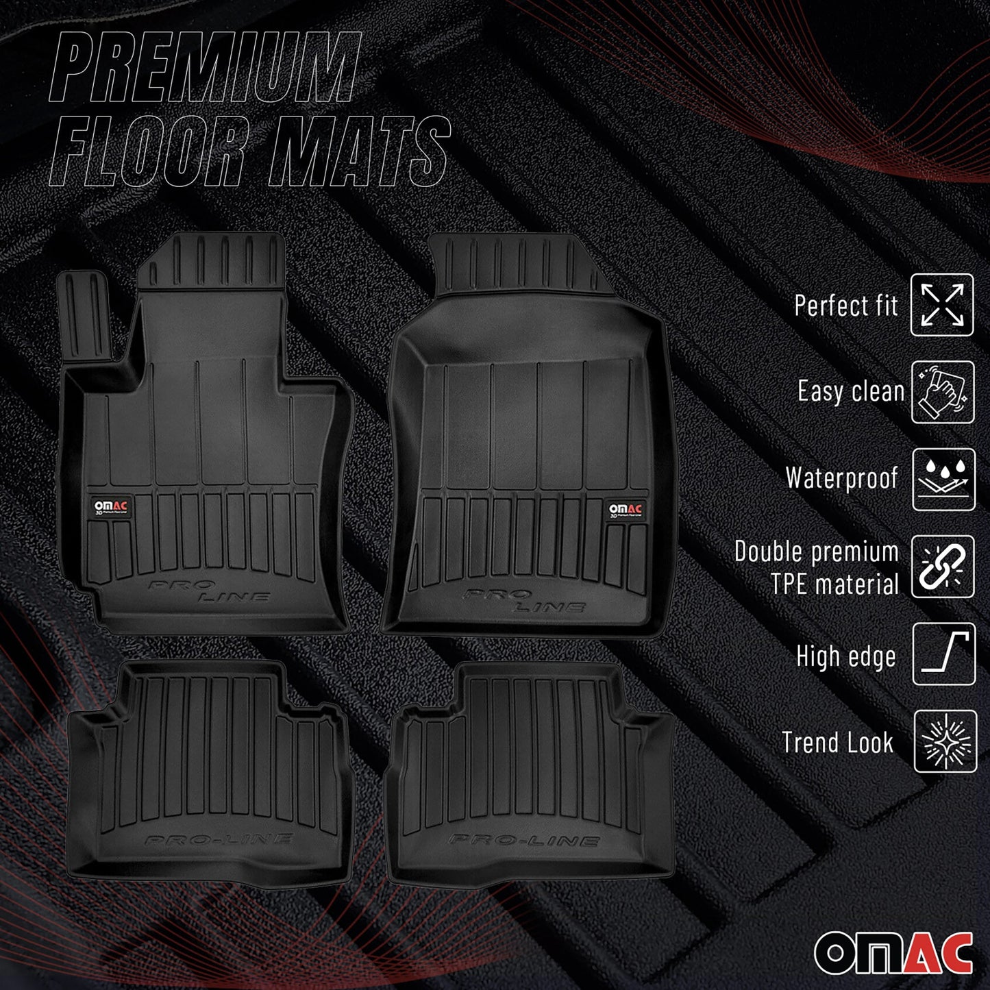 2015-2025 Ssangyong Tivoli Fußmatten TPE Schwarz 3 tlg