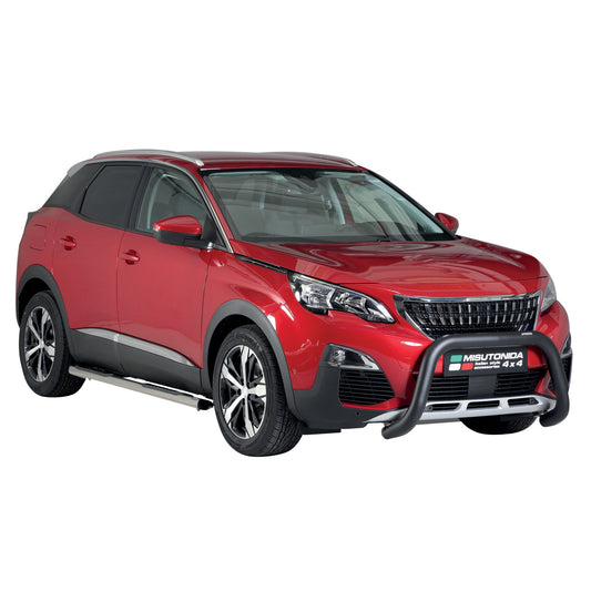 Bară de protecție/buton față pentru Peugeot 3008 2018-2021 ø76mm oțel negru